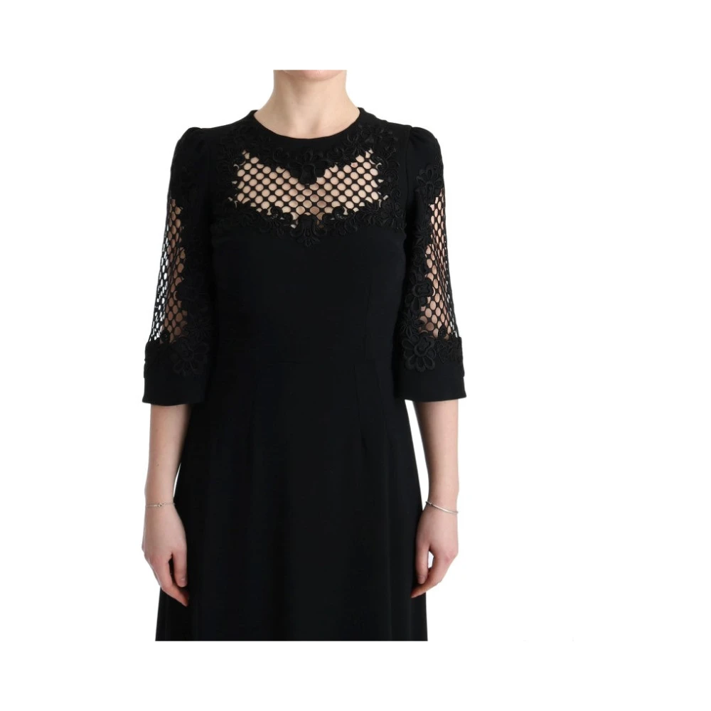 Dolce & Gabbana Zwart Bloemen Maxi Jurk Black Dames