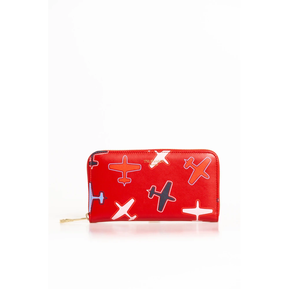 Trussardi Vliegtuigthema Ritsportemonnee Red Dames