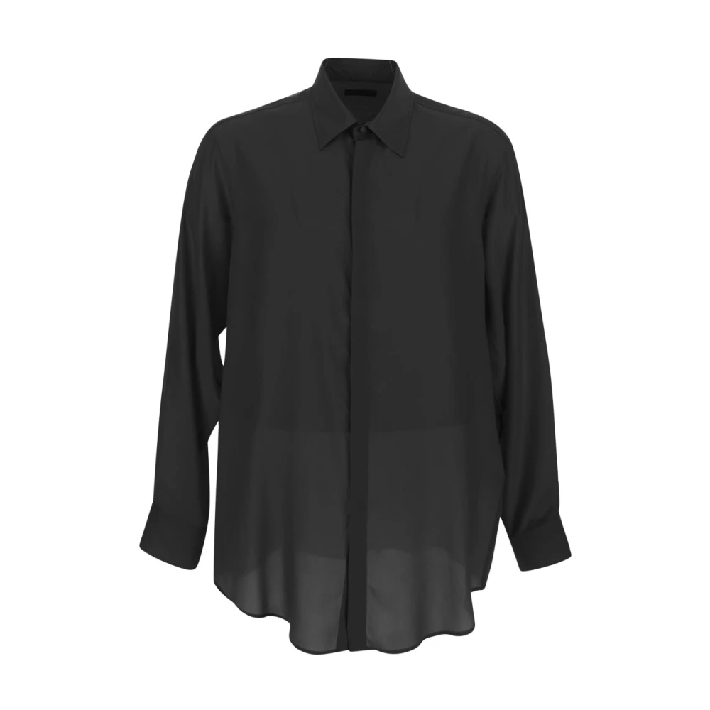 Valentino Zwarte Zijden Oversized Shirt Black Dames