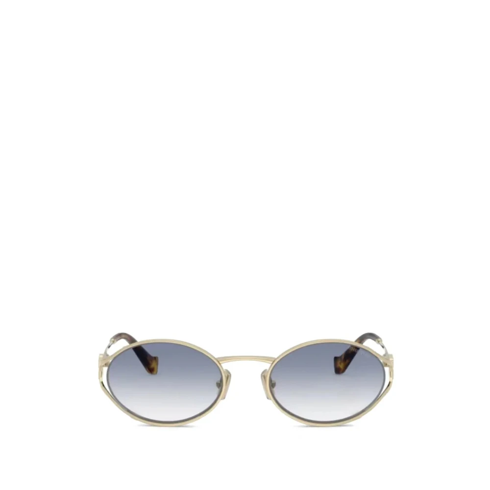 Miu Miu Women's Logo Sunglasses - Gold/Blue - Image 6