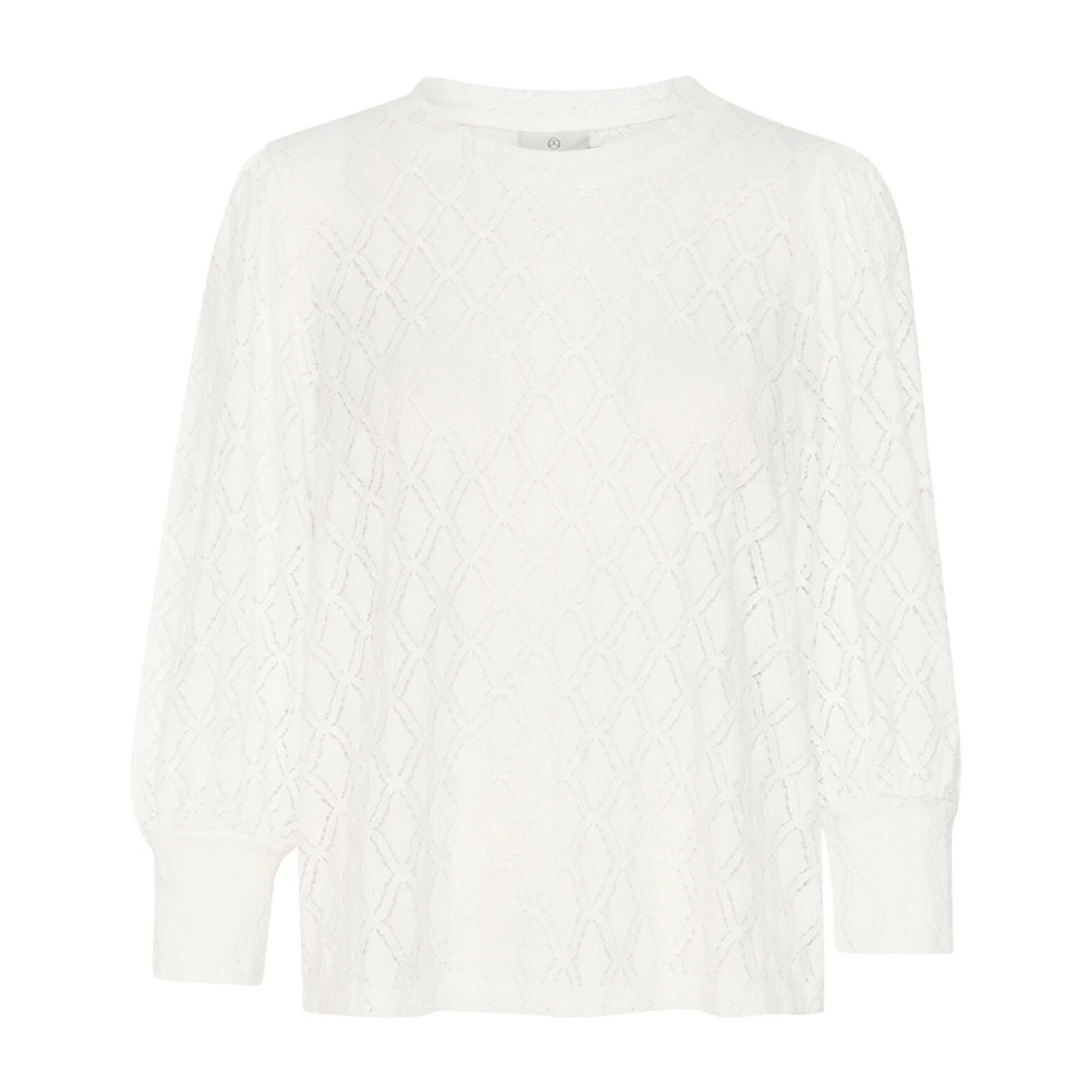Kaffe Kanten blouse met boothals White Dames