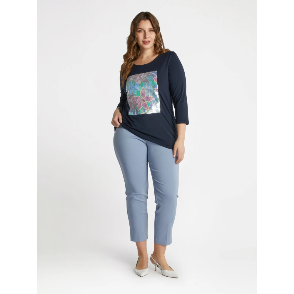 Fiorella Rubino Rechte broek met Lenzing™ Ecovero™ Viscose Blue Dames
