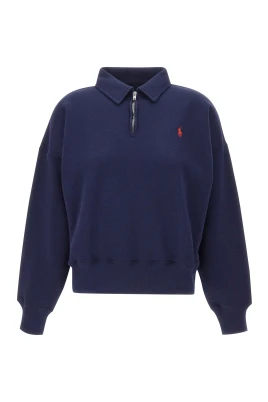 Sweatshirt med halv dragkedja i bomullsblandning