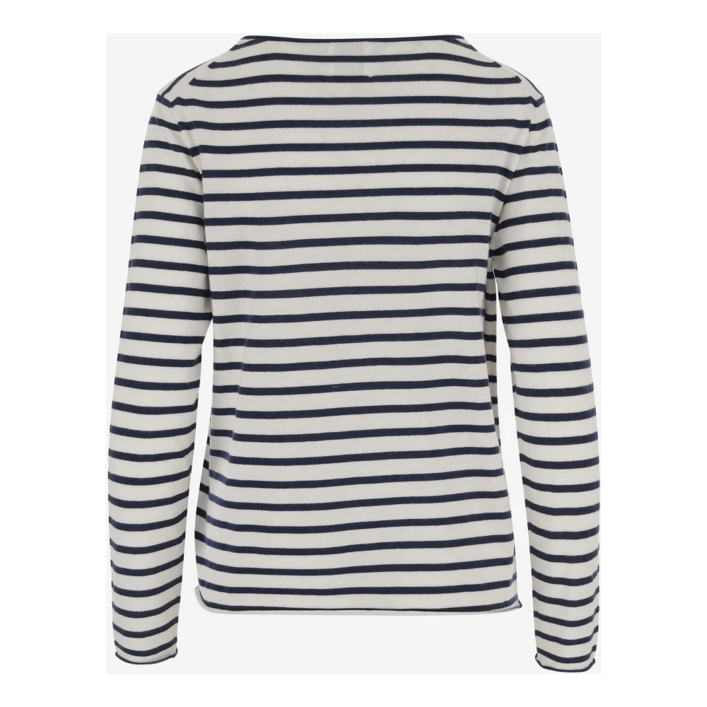 allude Gestreept Crew Neck T-shirt Navy Wit Blue Dames