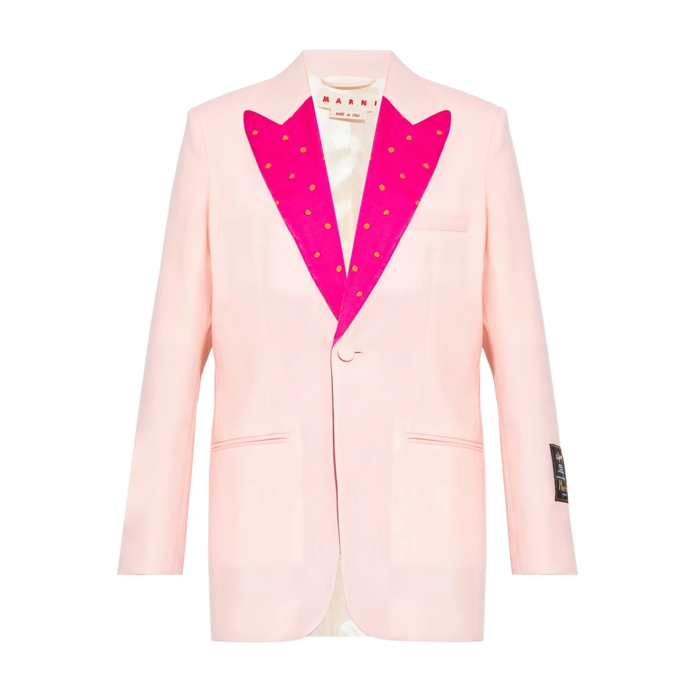 Marni Women's Pink Blazers, Xs, Wool Blazer