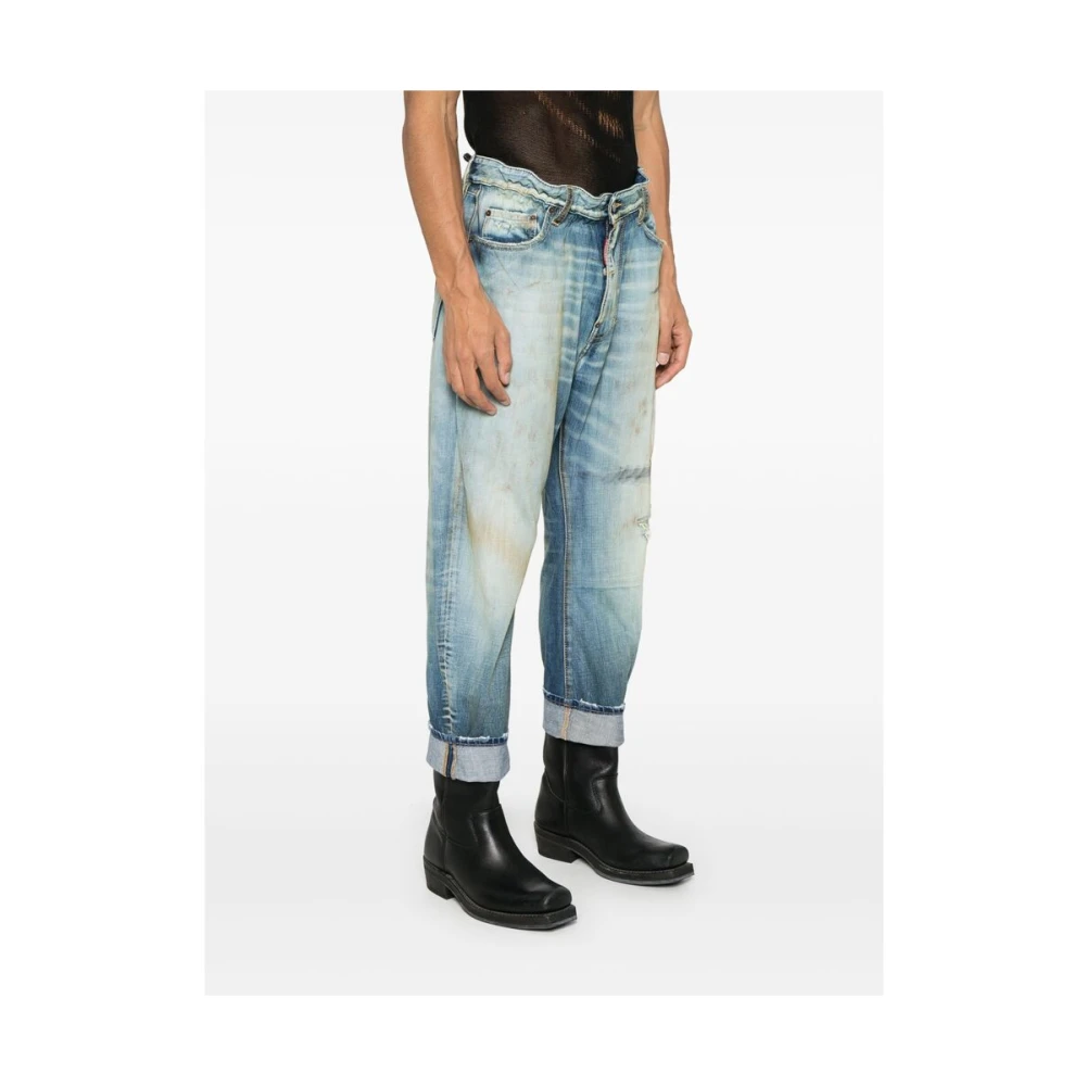 Dsquared2 Indigo Blauwe Klassieke Jeans Met Knoopsluiting Blue Heren