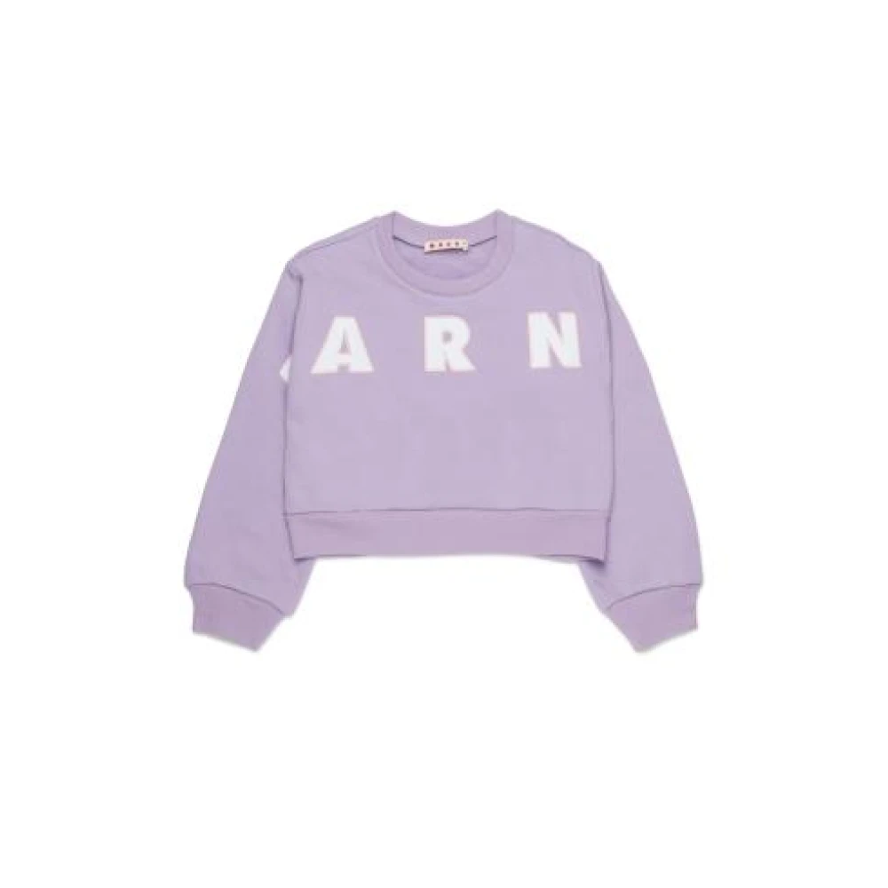 Marni Cropped Crewneck Sweatshirt - Female - Kids Sweatshirts - Purple - 12 Y - Kids