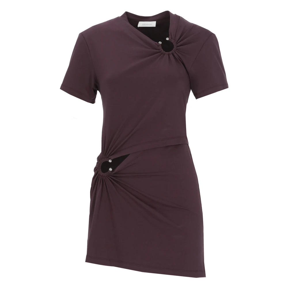 Rabanne Women's Purple Short Dresses, S, Cutout-Ring Mini Dress