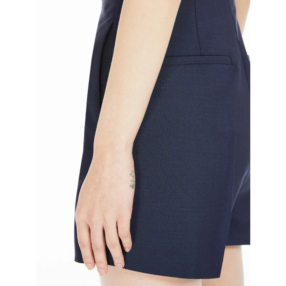 SPORTMAX Hoge Taille Blauwe Wollen Shorts Blue Dames