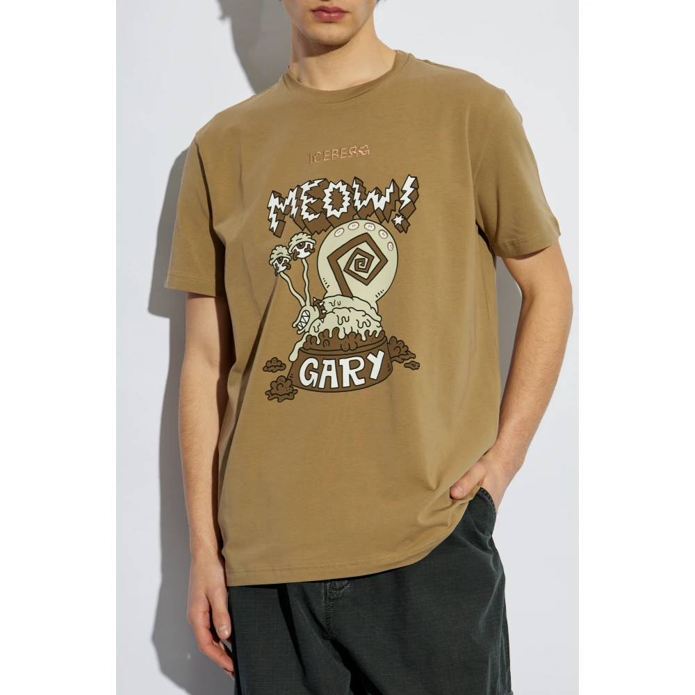 Iceberg T-shirt met print Beige Heren