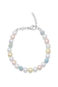 Women&#39;s Pearl Bracelet with Faceted Amazonite