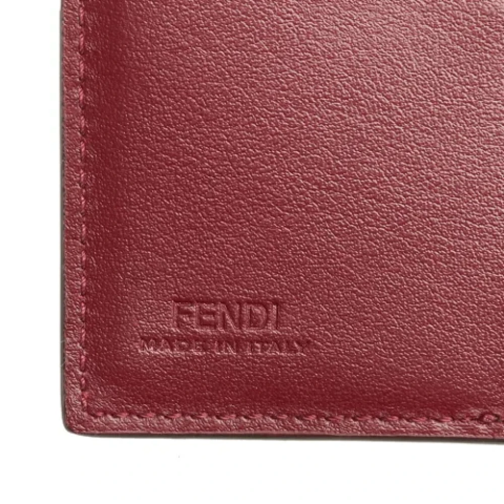 Fendi Vintage Tweedehands Rode Fendi leren portemonnee Red Dames