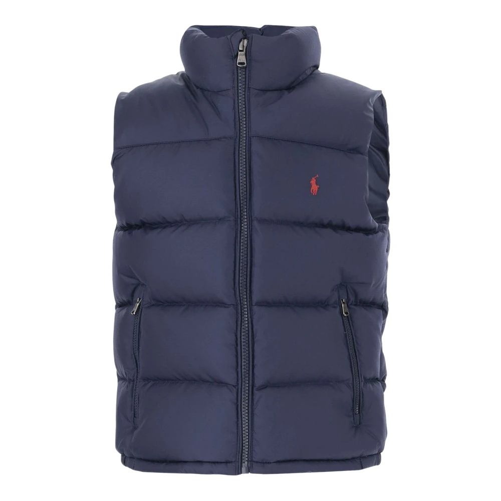 Polo Ralph Lauren Blauwe Nylon Gewatteerde Gilet met Logo Blue Heren