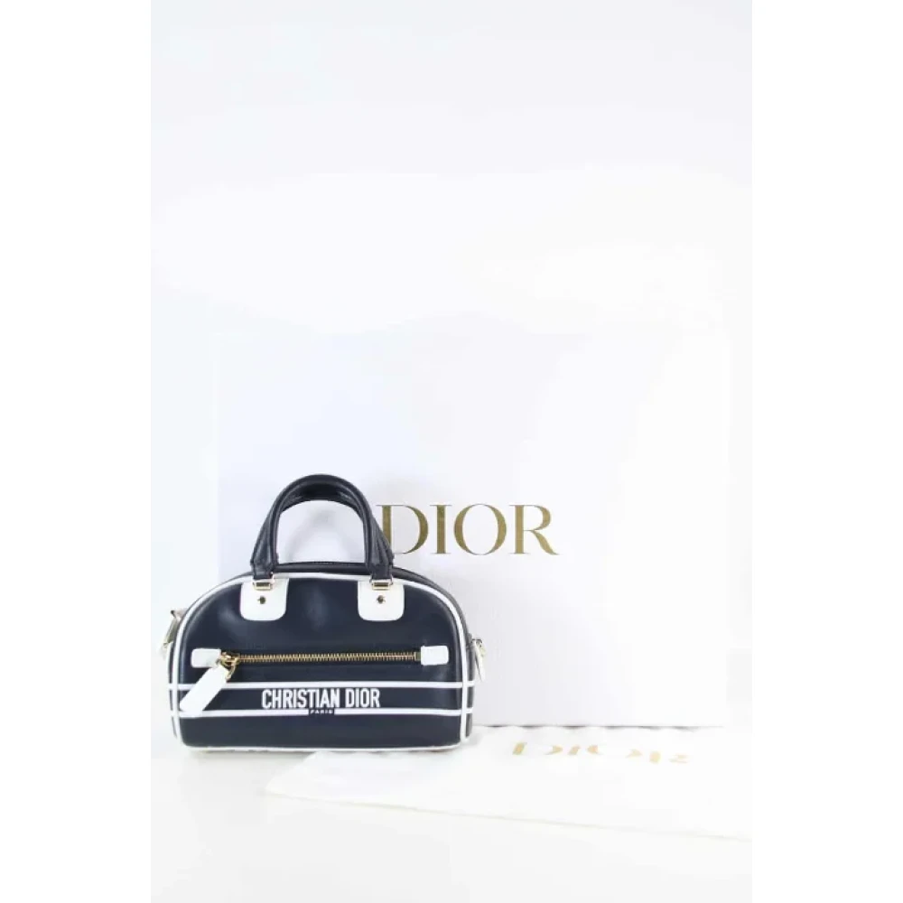 Dior Vintage Pre-owned Leather handbags Blue Dames