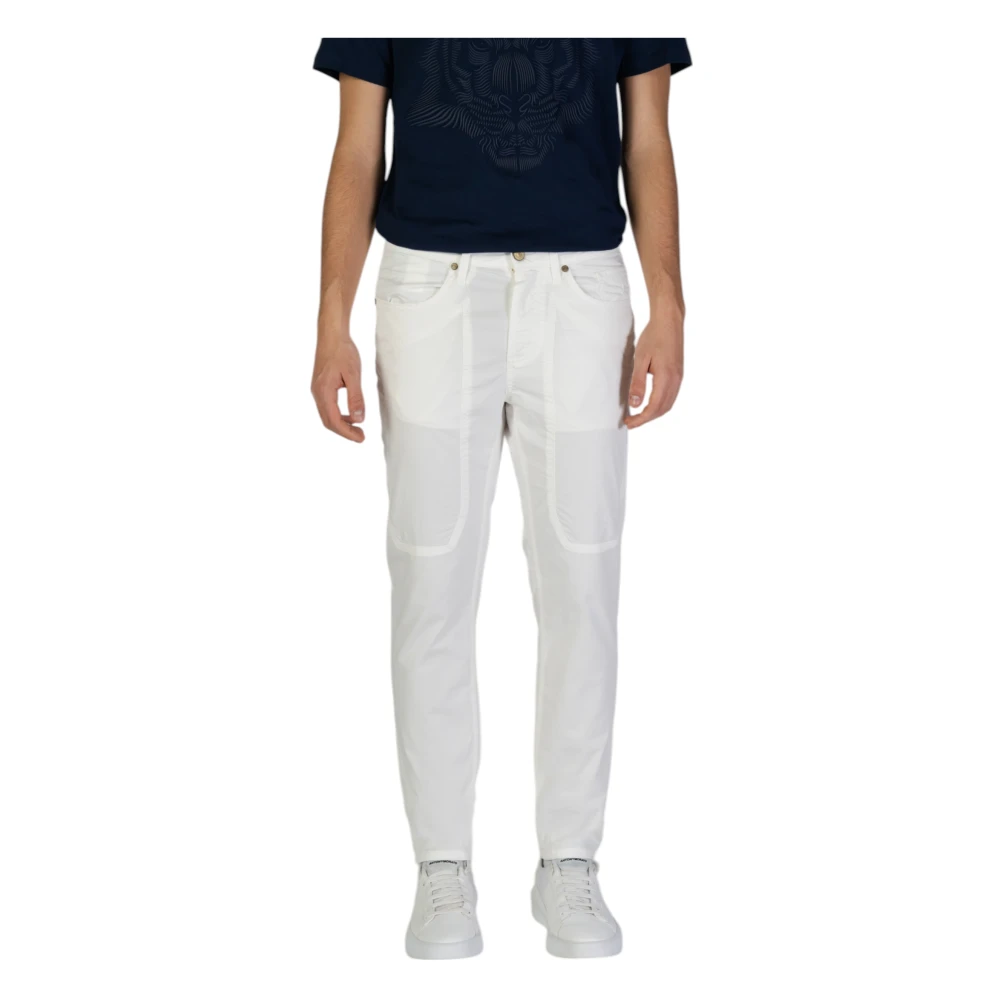 Jeckerson Men's White Slim Trousers Spring/Summer Collection Cotton Blend - Chinos - W40 - Trousers