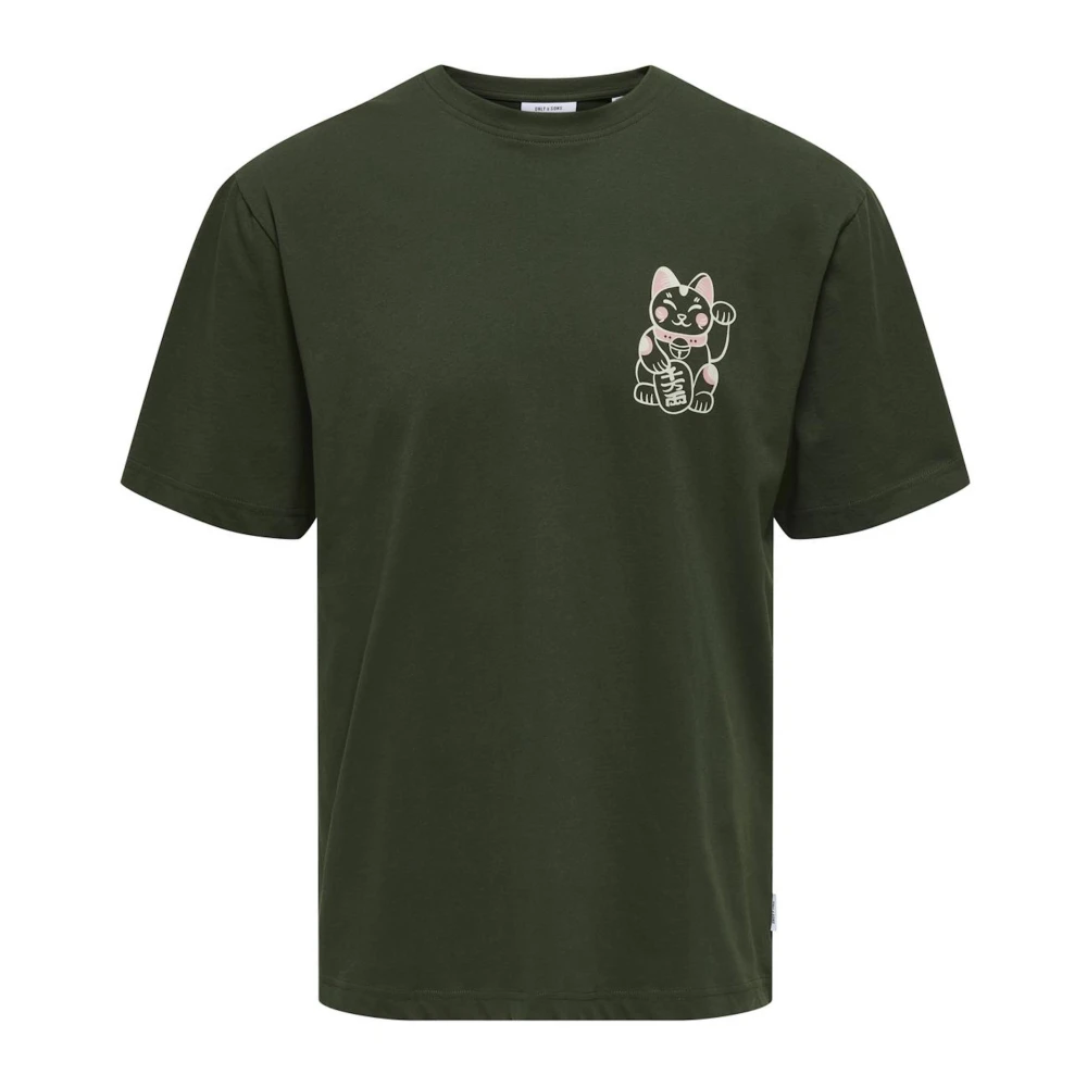 Only & Sons Dynamisch Print T-shirt met korte mouwen Green Heren