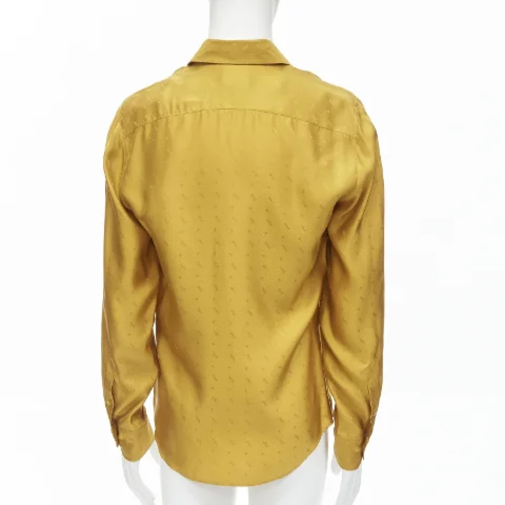Fendi Vintage Tweedehands Gouden Zijden Fendi Shirt Yellow Dames