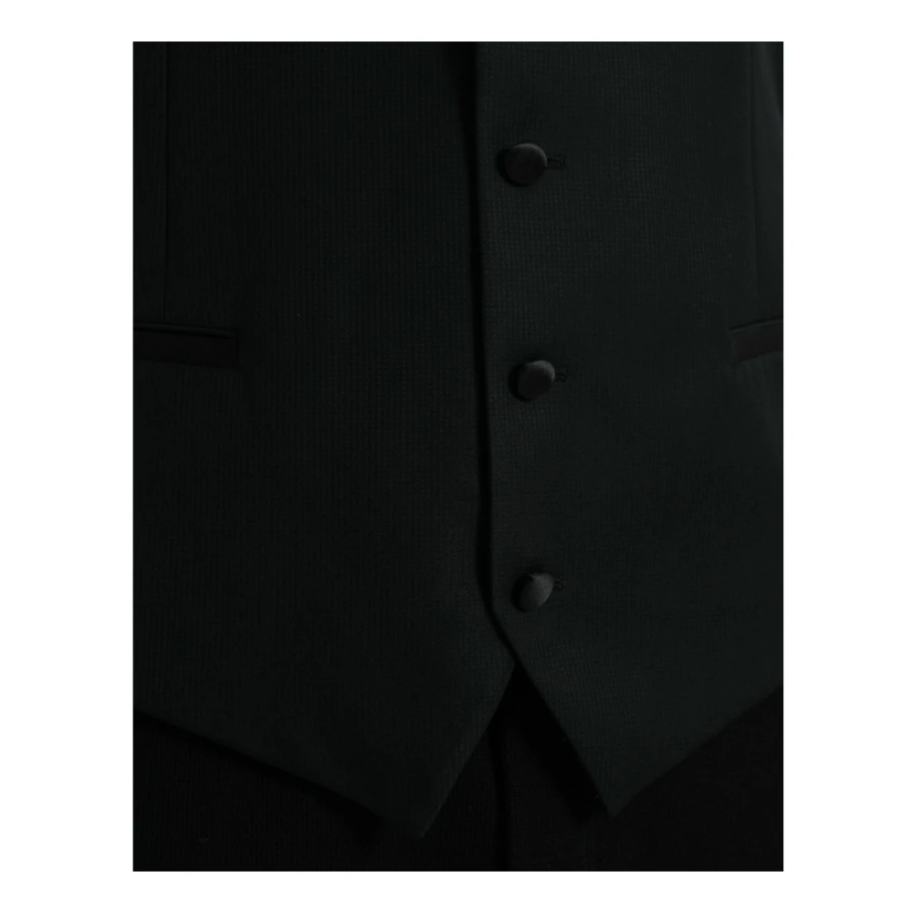 Dolce & Gabbana Zwarte Wollen Jurkvest Enkel Breasted Black Heren