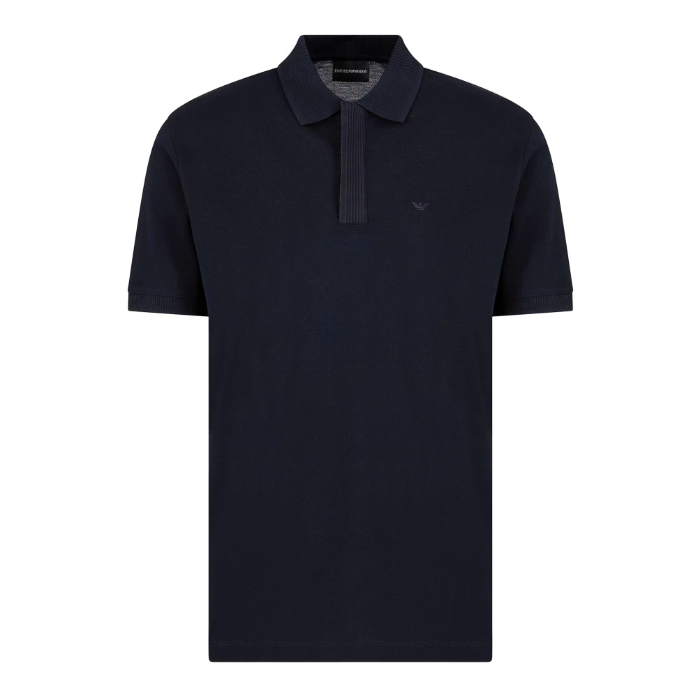 Emporio Armani Men's Blue Polo Shirt With Eagle Embroidery