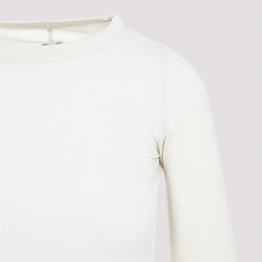 Rick Owens Geribbelde Top met Lange Mouwen White Dames