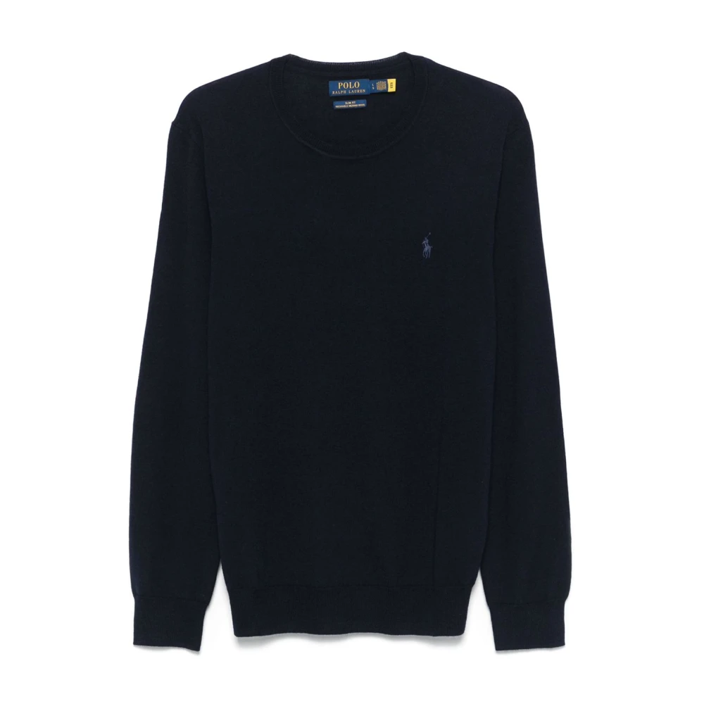 Polo Ralph Lauren Men's Blue Round-Neck Knitwear, 2XL, Wool Jumper