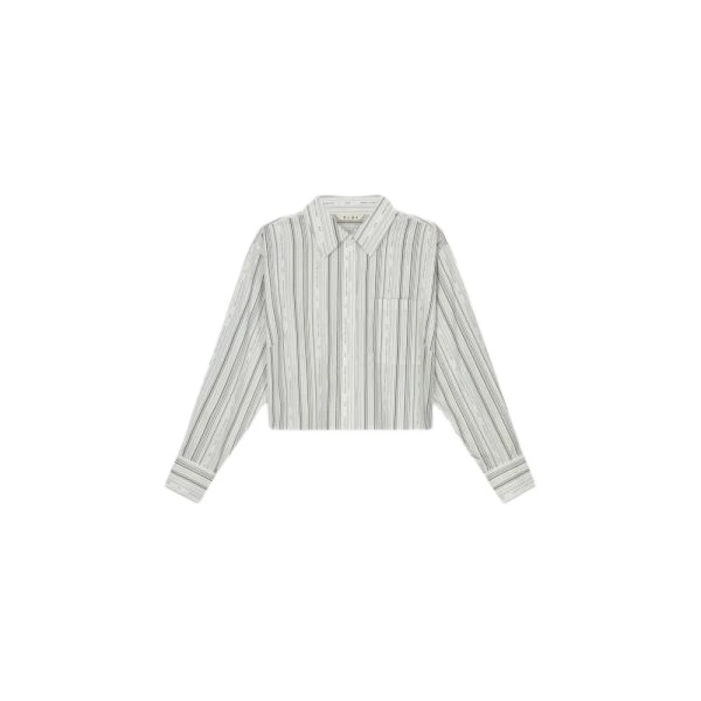 Olaf Hussein Gestreept Crop Shirt Gray Heren