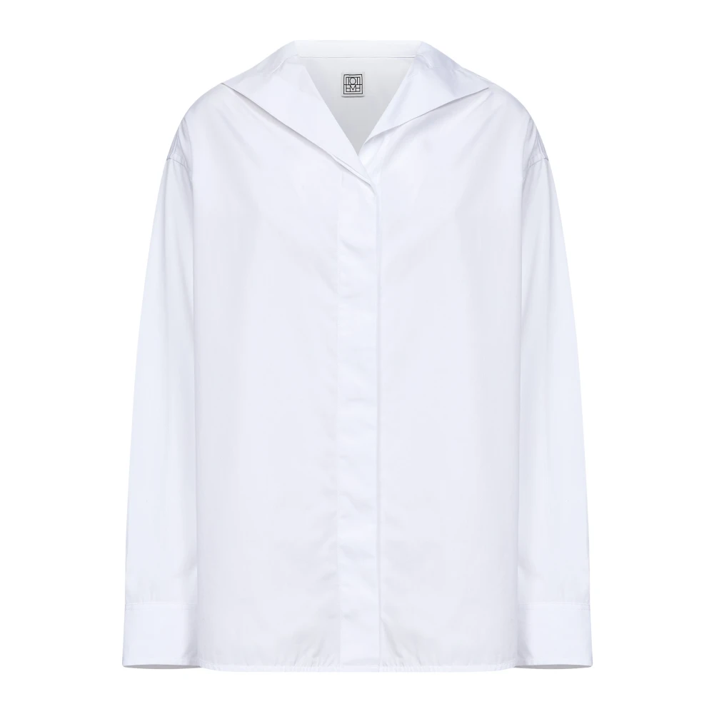 Totême Women's White Sculptural V-Neck Shirt - Shirts - Xl - Blouses & Shirts