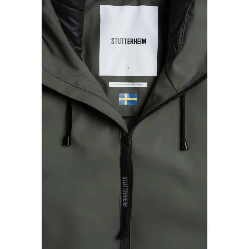 Stutterheim Warme Knielange A-Lijn Regenjas Green Dames