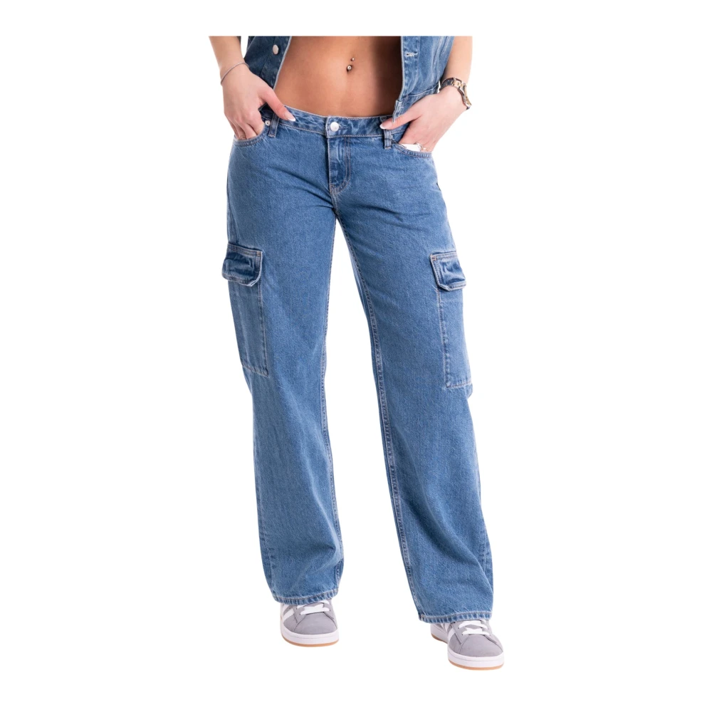 Calvin Klein Jeans Laaghangende Baggy Cargo Jeans voor Dames Blue Dames