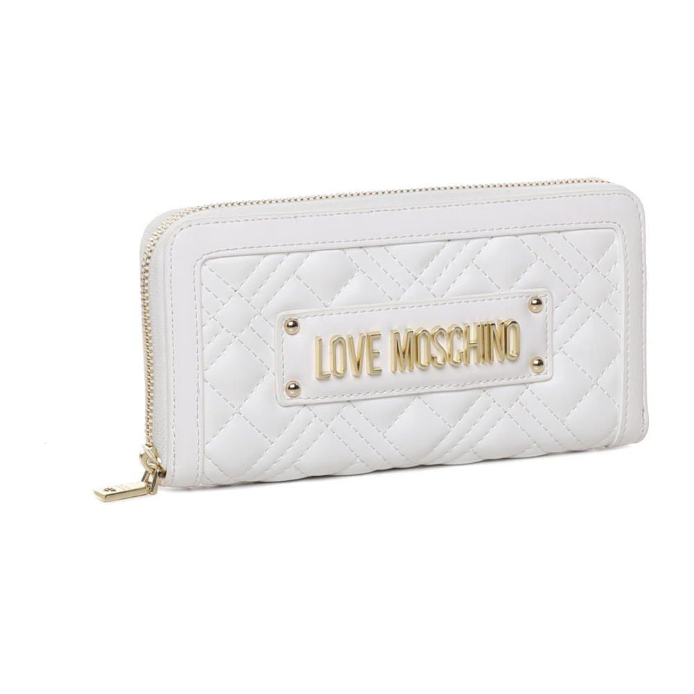 Love Moschino Stijlvolle leren portemonnee met meerdere vakken White Dames