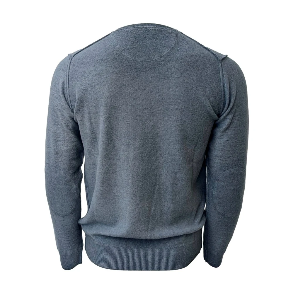 BOB Omkeerbare Ronde Hals Wollen Trui Blue Heren