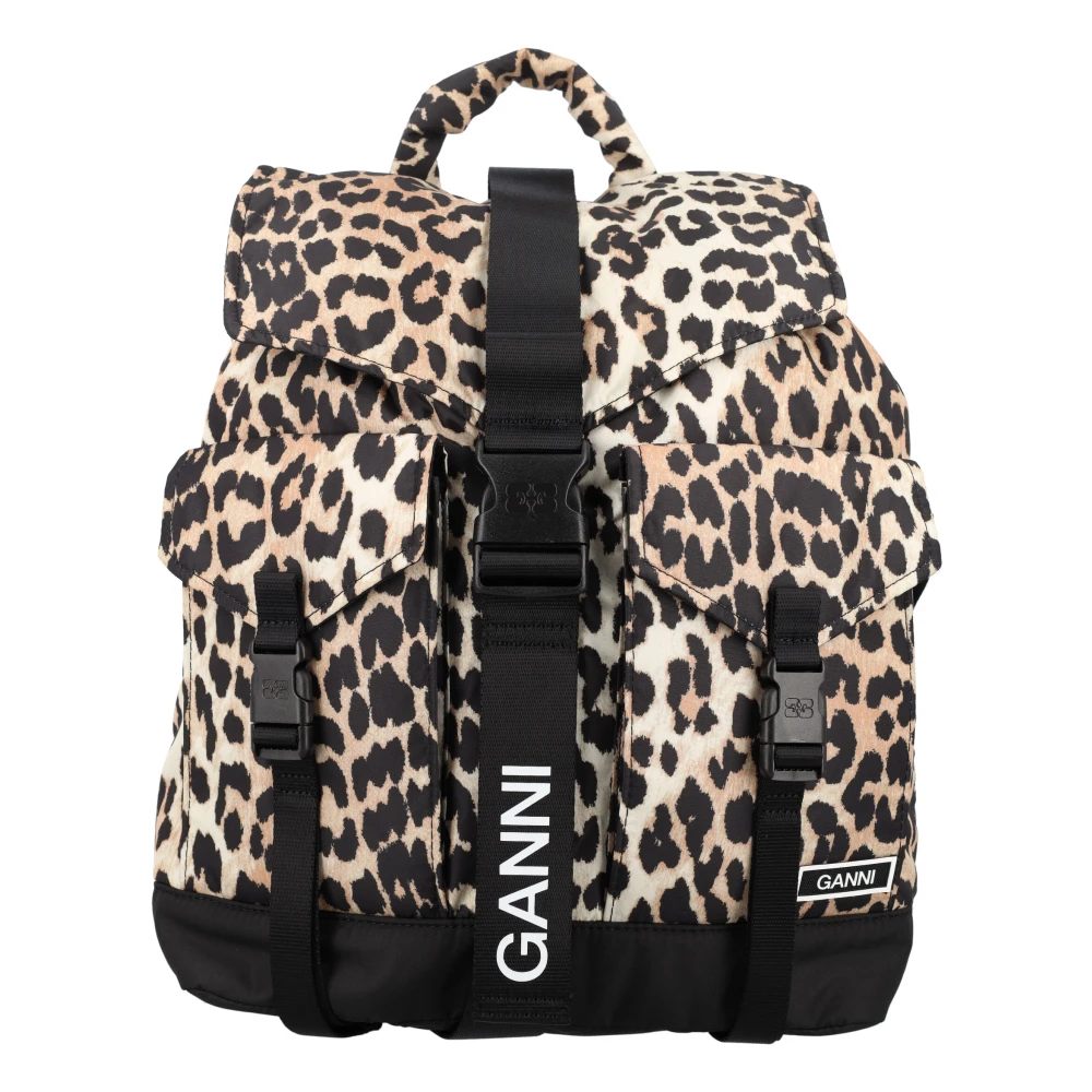 Ganni Luipaardprint Rugzak Handtas Multicolor Dames