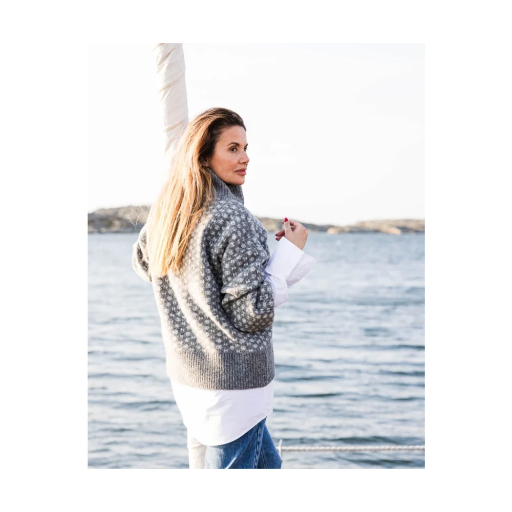 Hést Donkergrijze Melange Logo Sweater Gray Dames