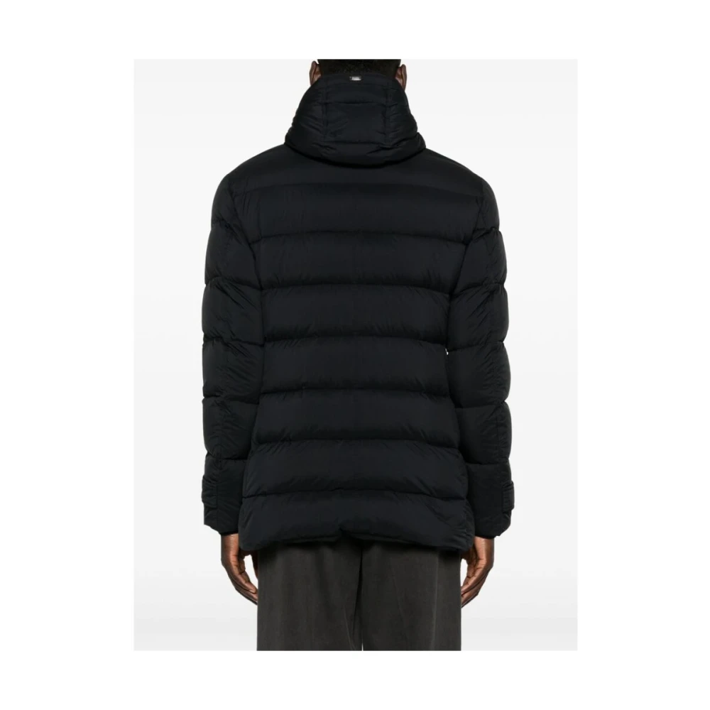 Herno Zwarte Gewatteerde Hoodie Jas Black Heren