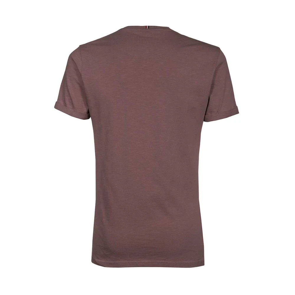 Les Deux Contrasterend Logo Katoenen T-Shirt Purple Heren