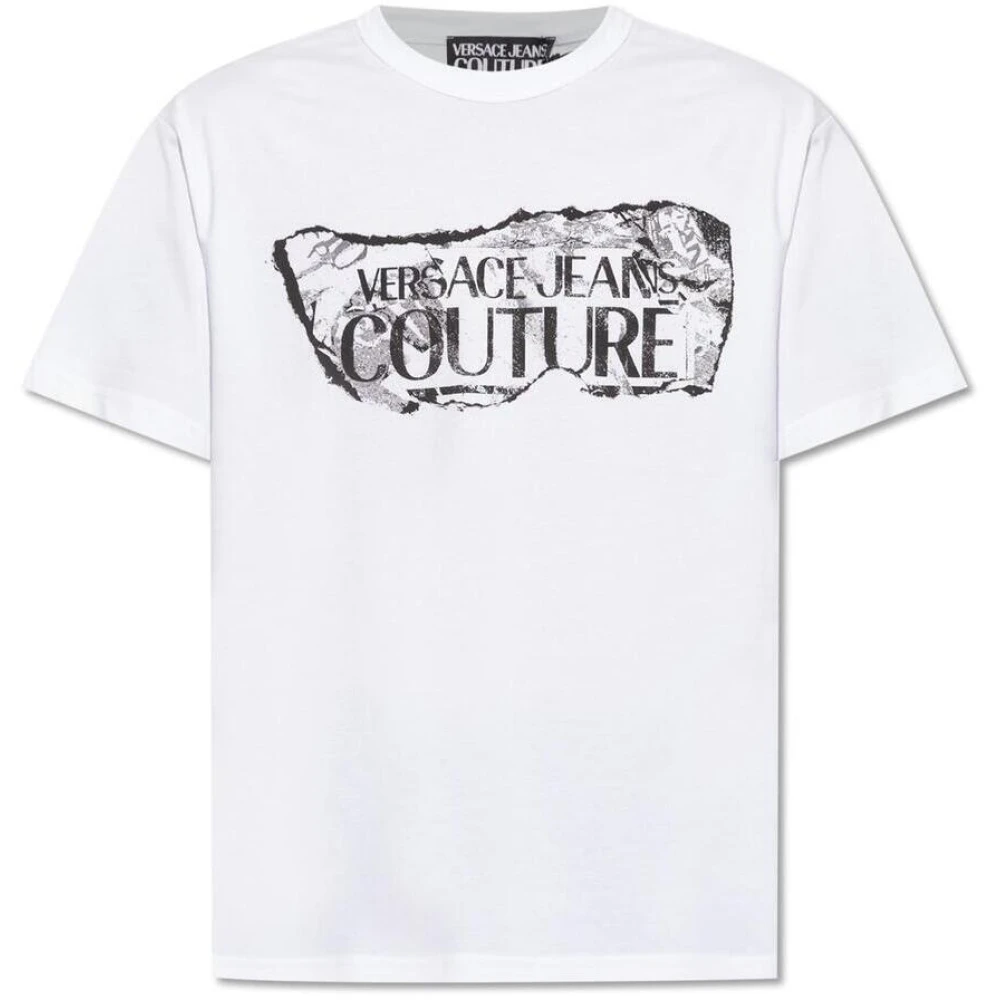 Versace Jeans Couture Logo Magazine T-Shirt Heren Wit White Heren