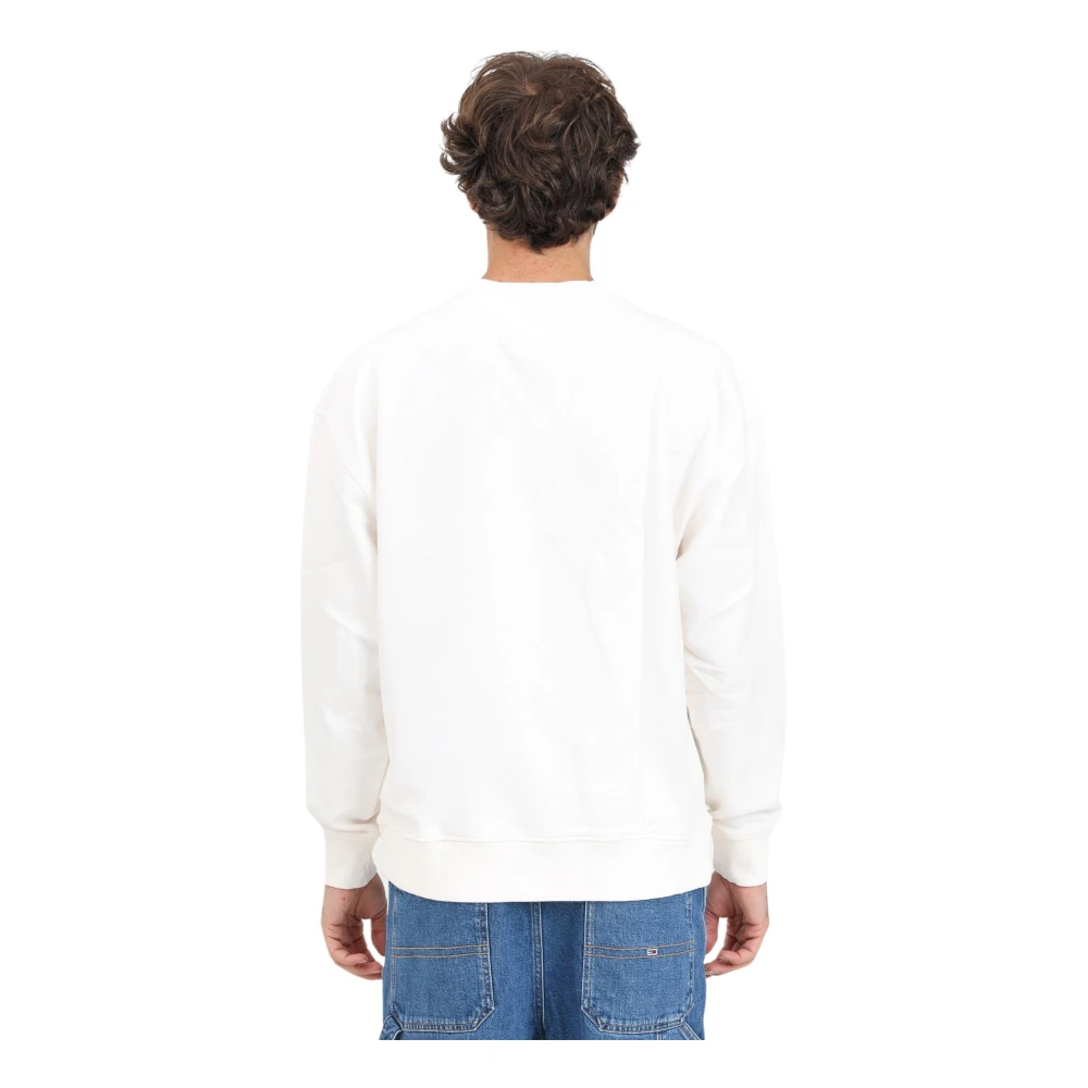 Tommy Jeans Witte Crewneck Sweatshirt Casual Herfst Winter White Heren
