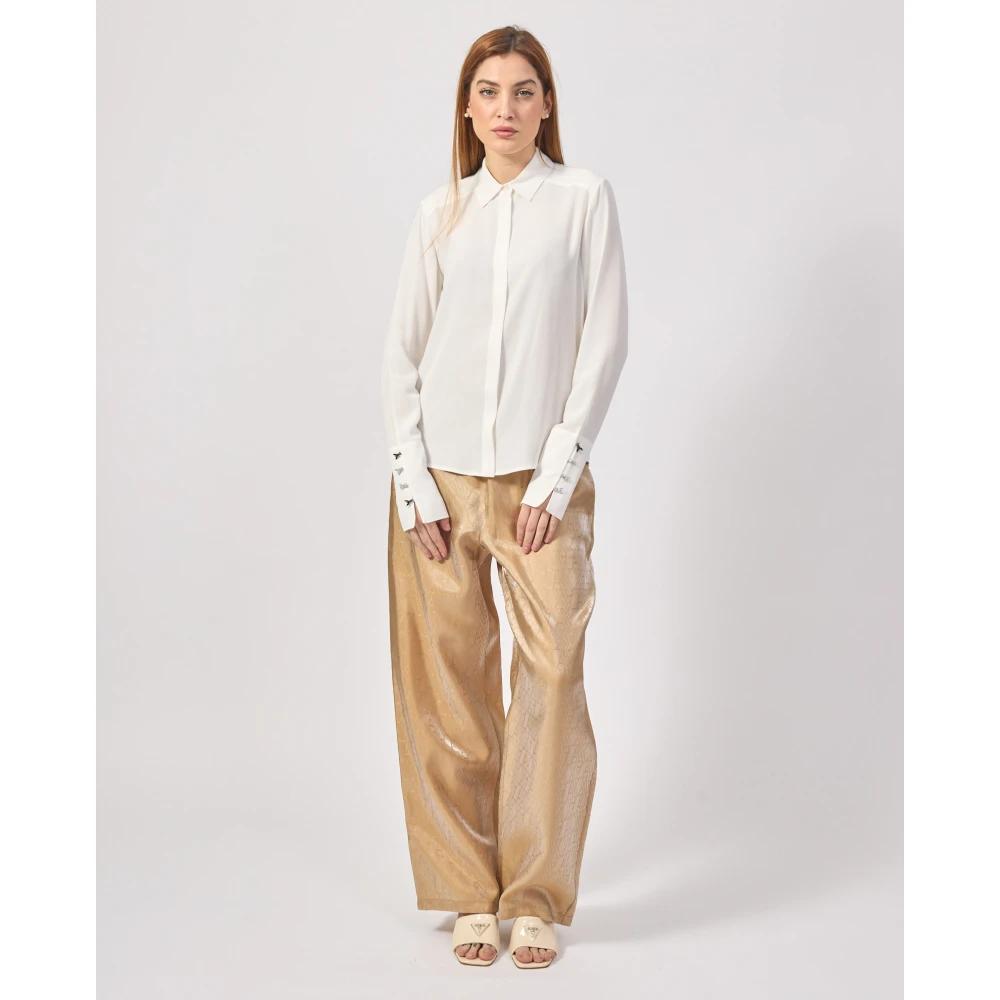 PATRIZIA PEPE Witte Essential Shirt met Fly-knopen White Dames
