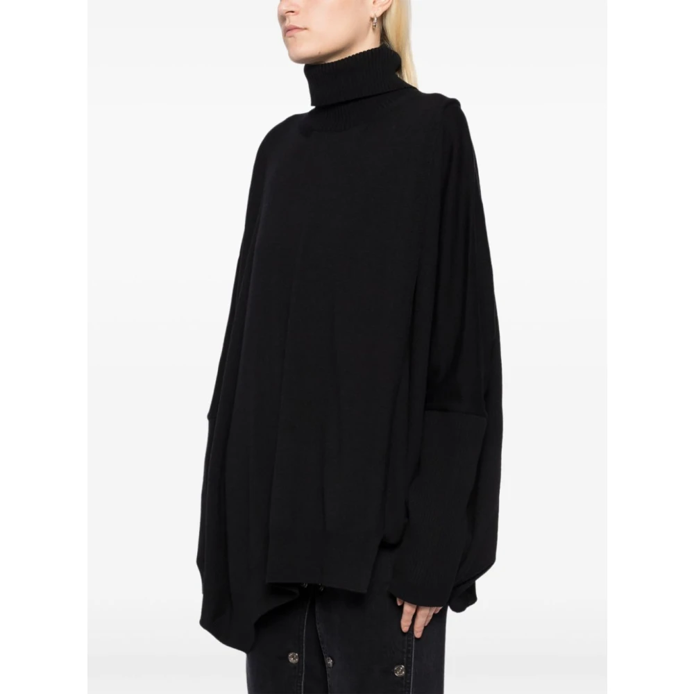 Junya Watanabe Zwart Geribbelde Coltrui Sweater Black Dames