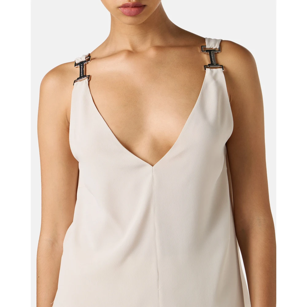 Iceberg Stoffige gekleurde crêpe de chine top met kenmerkende details Beige Dames