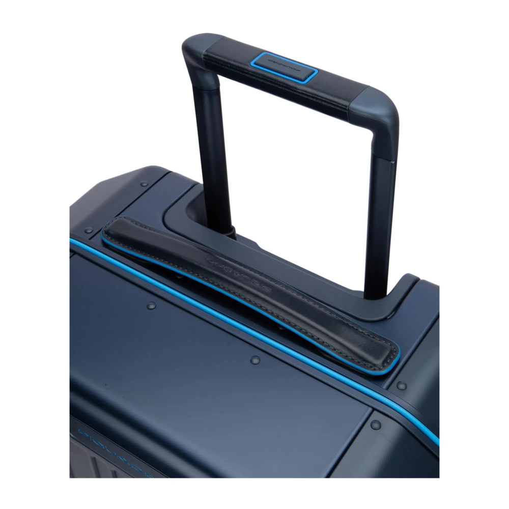 Piquadro Slanke Aluminium Leren Details Tas Blue Unisex