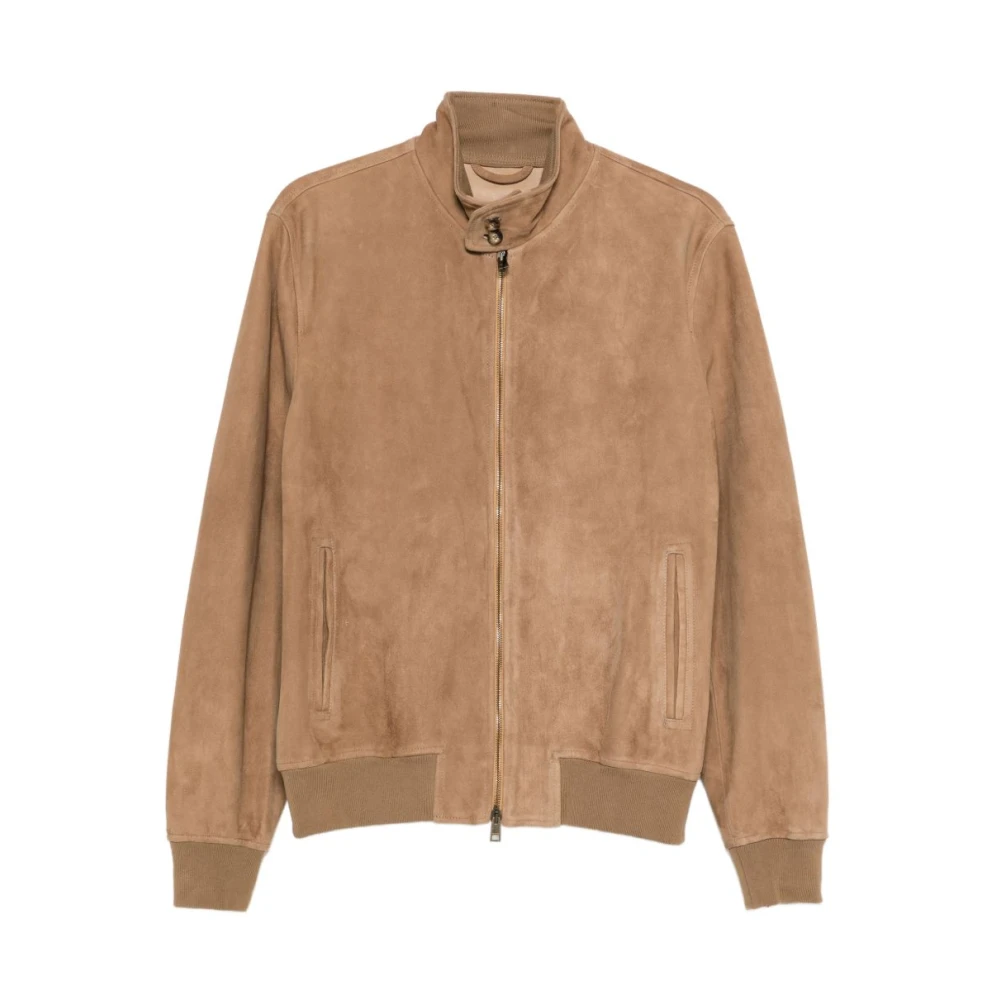 Boglioli Men's Brown Suede Bomber - Bomber Jackets - 2XL - Jackets