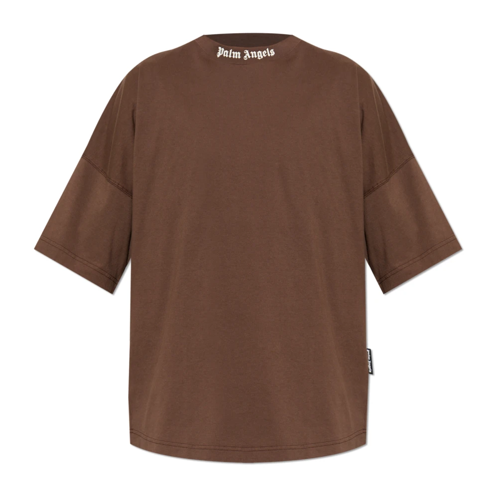 Palm Angels Men's Brown T-Shirts, S, Classic Logo Over T-Shirt