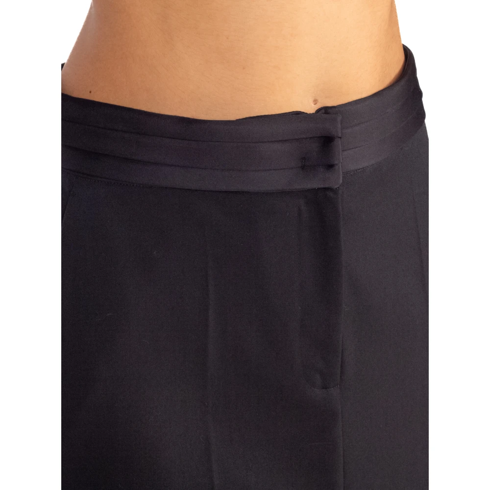 Semicouture Zwarte A-lijn Maxi Rok met Satijnen Tailleband Black Dames