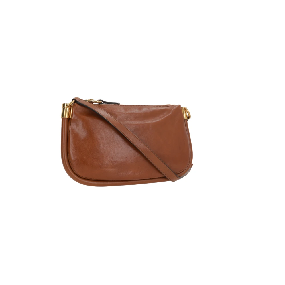 Chloé Klei Leren Handtas met Gouden Hardware Brown Dames
