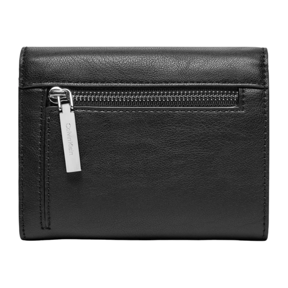 Calvin Klein Zwarte Clip Portemonnee Lente Zomer Vrouwen Black Dames