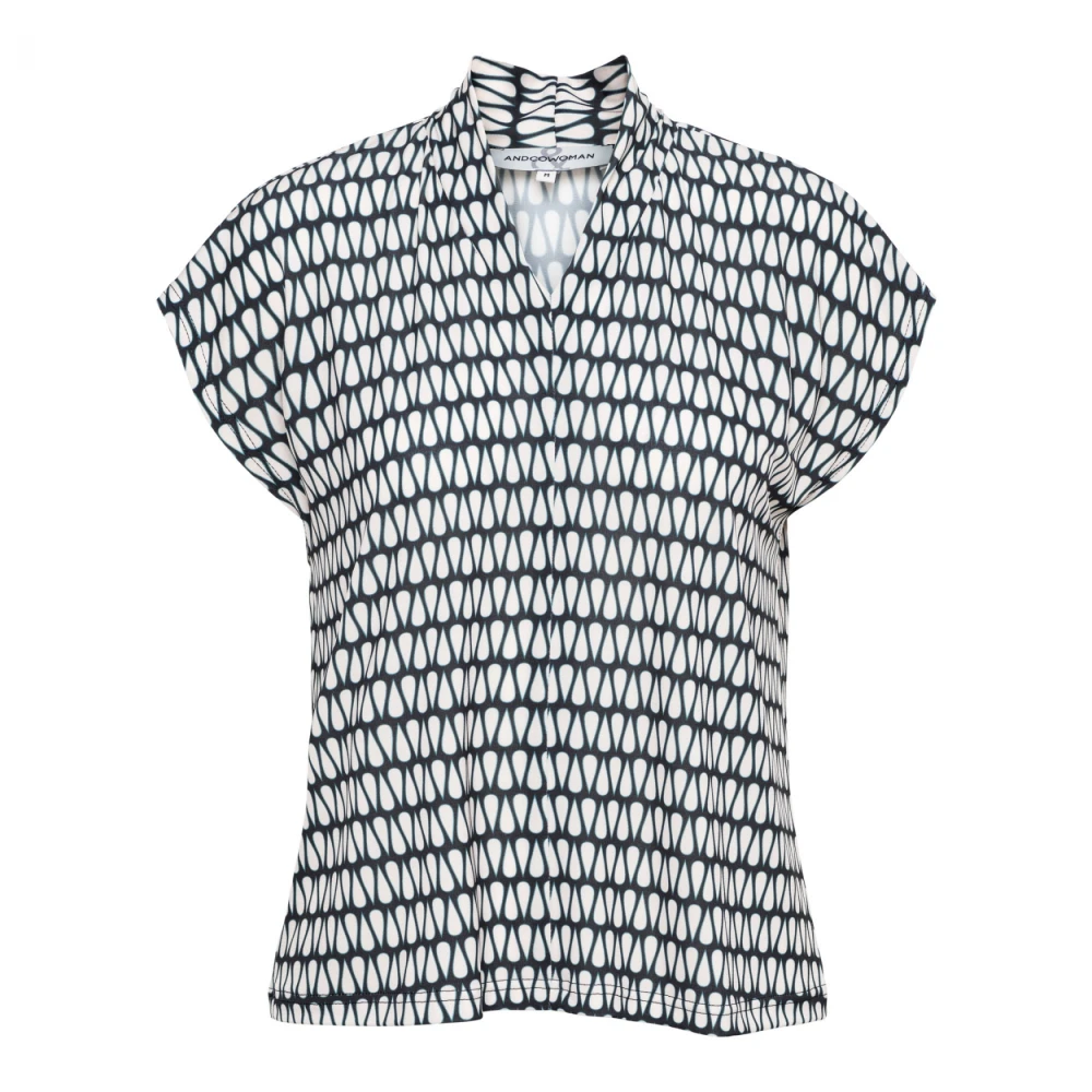 &Co Woman Bloes met lange mouwen en V-hals Black Dames