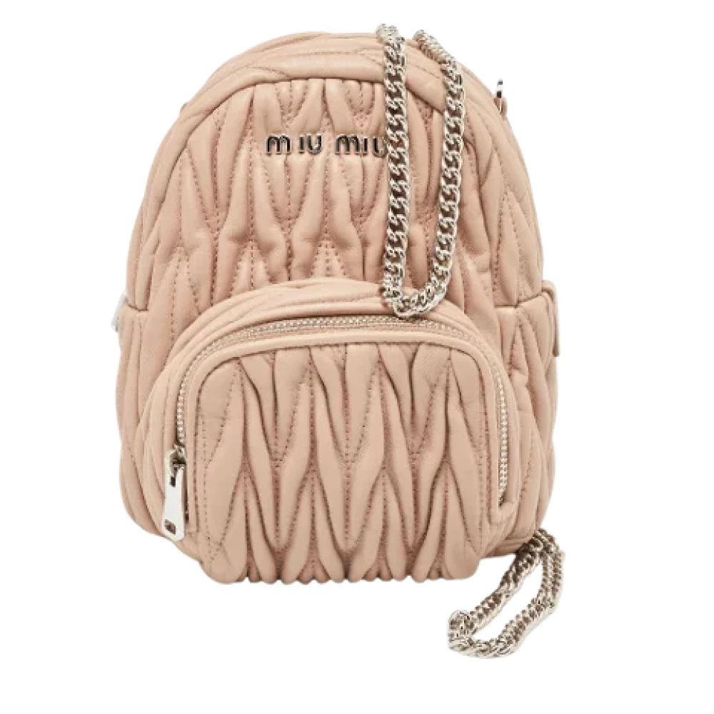 Miu Pre-owned Leather backpacks Pink Dames