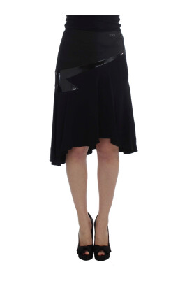 chic-black-blue-cotton-blend-skirt