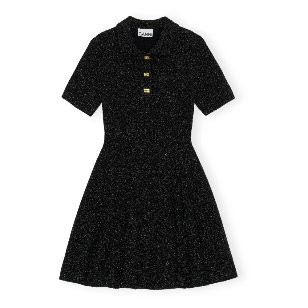 Ganni Sparkle Doubleface Mini Jurk Black Dames
